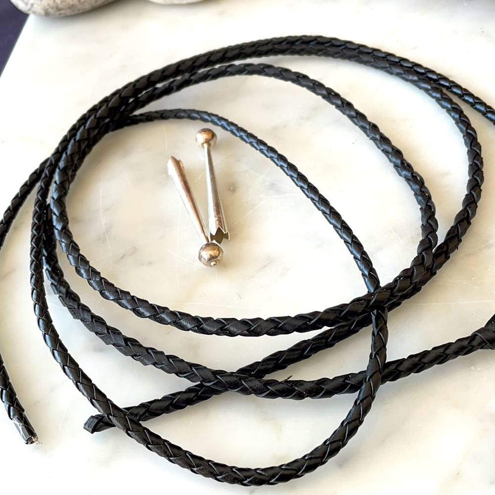 Sterling Bolo Tips and Four Bolo Leather Cords